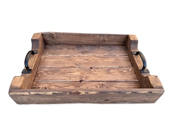 Large - Rustic Reclaimed Handmade Wood Serving / Coffee Table Tray