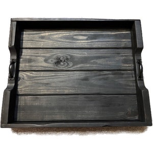 X-Large Black Stained Handmade Farmhouse Rustic Ottoman Serving Tray 24&quot;x30&quot;