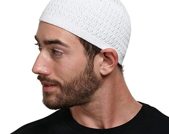 Islamic Kufi Hat, Crochet Knitted Jacquard Muslim Prayer Skull Cap for Men | Foldable Size