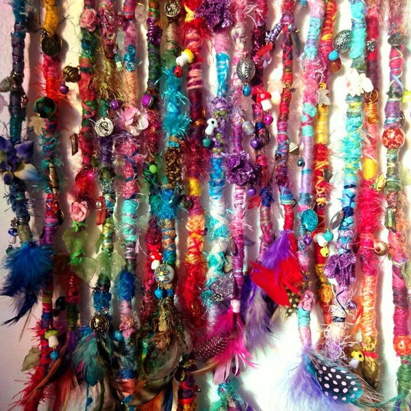 Bohemian assorted rainbow hair wrap extensions faerie fairy locks boho hippie festival