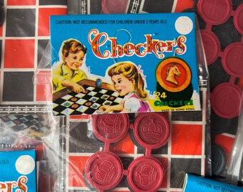 Vintage NOS Mini Checkers Kids Game - Five and Dime, Novelty, Toy