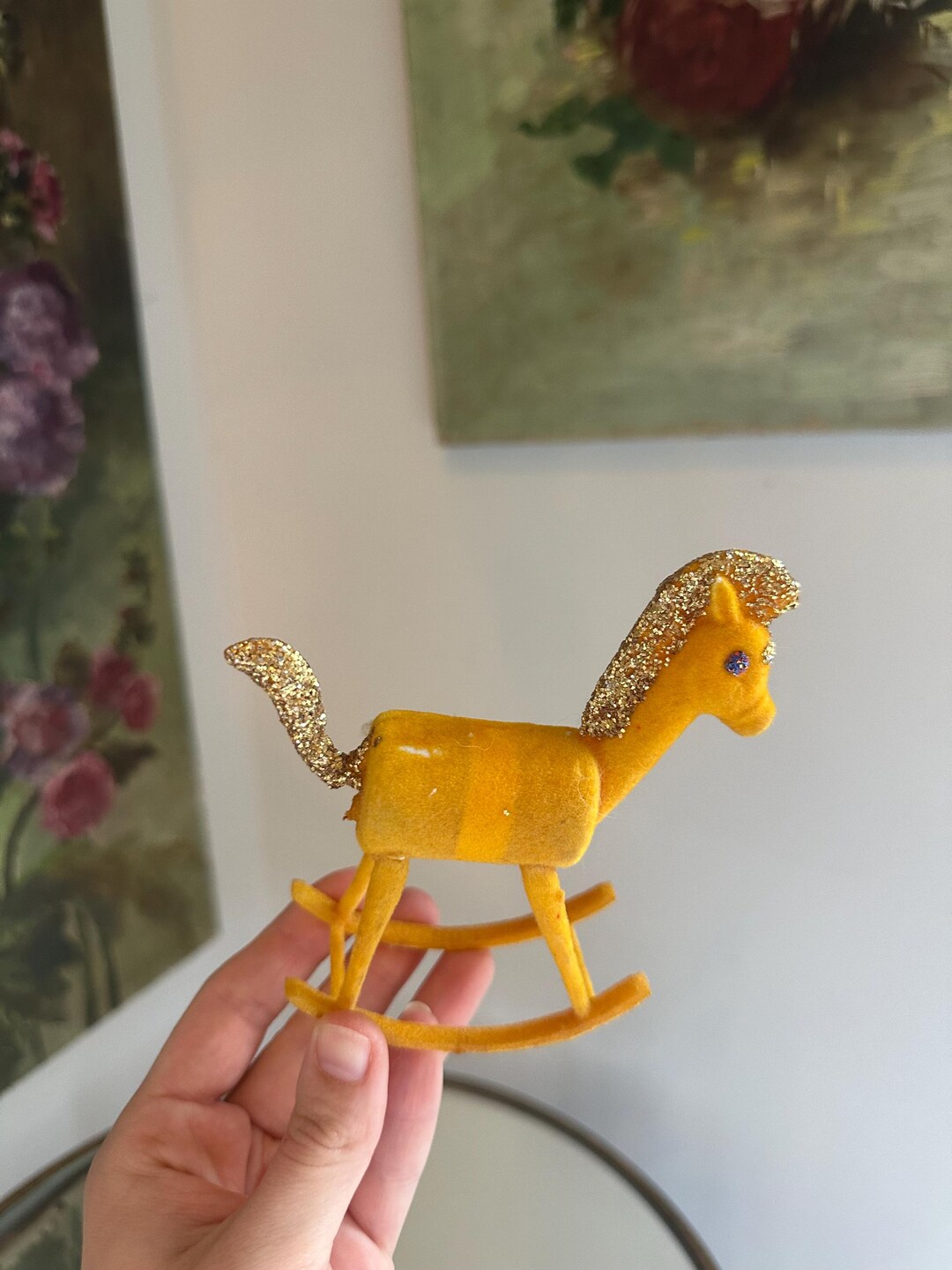 Vintage Felt Rocking Horse Glittered Christmas Figure - Etsy