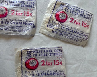 One (1) Vintage Yo-Yo String - Royal Tops Egyptian Fibre Cord Yo-Yo Trick Strings, NOS