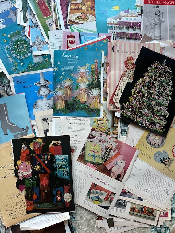 Vintage Christmas Holiday Ephemera Magazine Scrap Pages - Vintage Crafts, Holiday Inspo, Scrapbooking Sheets