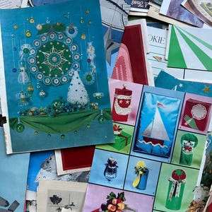 May include: A collection of vintage Christmas craft and gift wrapping ideas. The image features a variety of paper crafts, including a paper sailboat, a paper Christmas tree, and a paper box with a star on top. The image also includes a variety of other Christmas decorations, such as a paper snowflake, a paper bell, and a paper star.