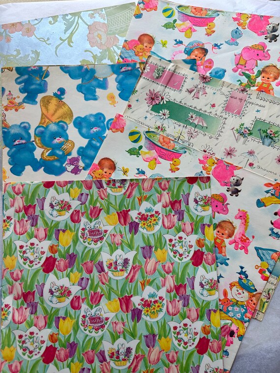 LOT of Vintage Gift Wrap - Vintage Easter, Vintage Baby Shower, Vintage Wedding