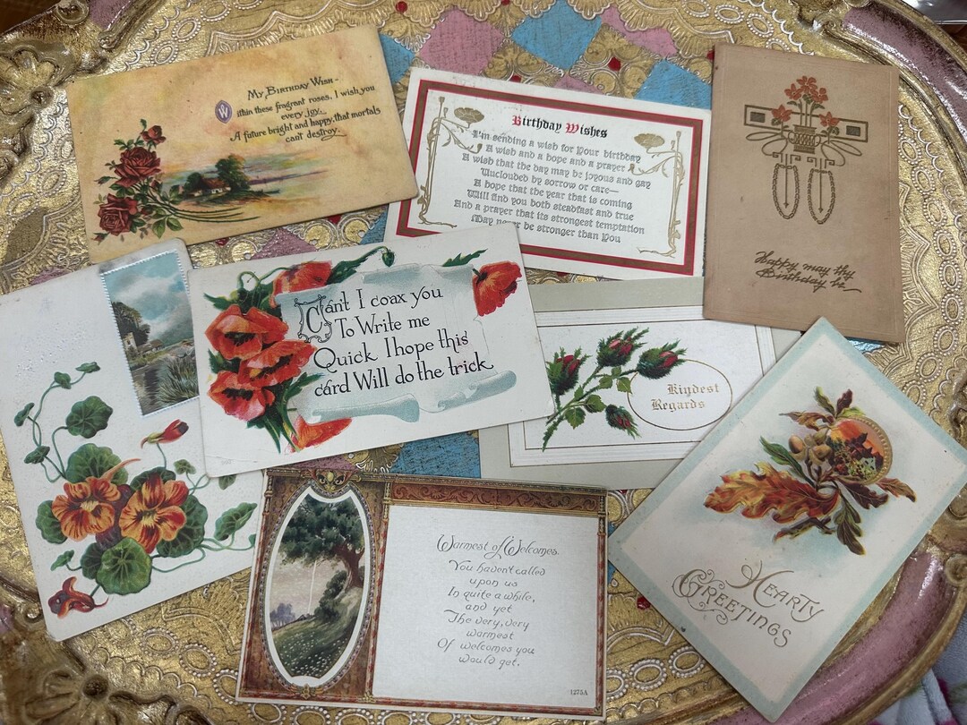Vintage Ephemera Pack - Lot of Antique Greeting Postcards - Etsy