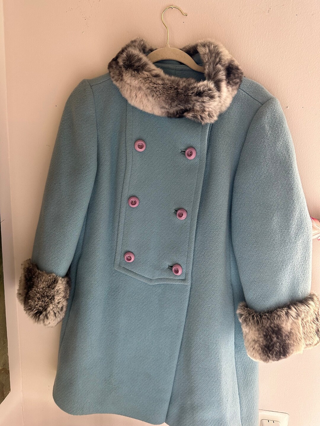 Vintage 1960s Bradley New York Light Baby Blue Wool Coat With Etsy