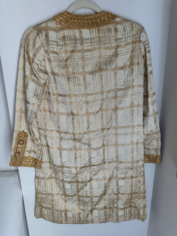 Vintage Mod Metallic Gold Brocade Dress - image 7