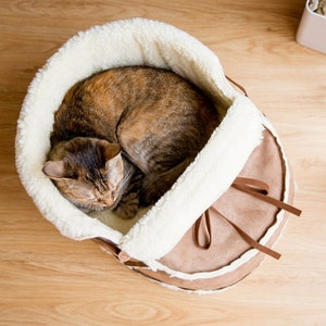 Fluffy Warm Sherpa Moccasin Shoe Cat Bed Vegan Materials: Unique Modern Cat Furniture, Cat Couch Cave Cot, Teacup Pet Bed, Amish Handmade