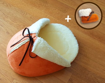 Giant Slipper Shoe Cat Bed in Orange with Matching Catnip Toy Gift Set: unique cat furniture cozy up your cat and bring joyful touch to home