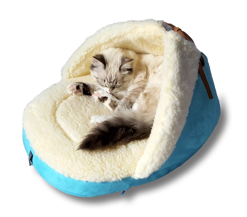 Giant Sherpa Slipper Shoe Cat Bed in Blue Suede Modern Cat Etsy