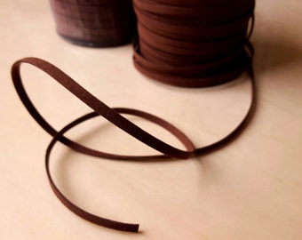 Brown Faux Suede Cord, Thick Faux Suede Ribbon, Faux Suede Trim, 3/16" Wide and 1/16" Thick, 5 yards per order, Necklace, Jewelry Supply