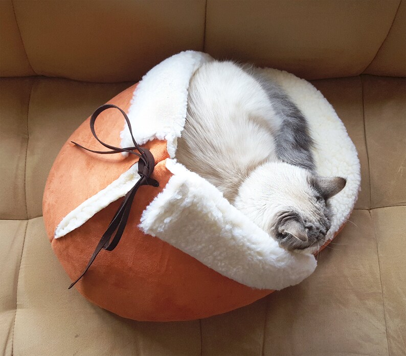 Giant Slipper Shoe Cat Bed in Orange Sherpa Pet Bed Jumbo Etsy