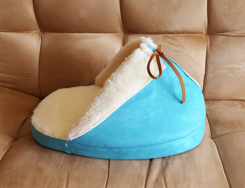 Giant Sherpa Slipper Shoe Cat Bed in Blue with Matching Catnip Etsy