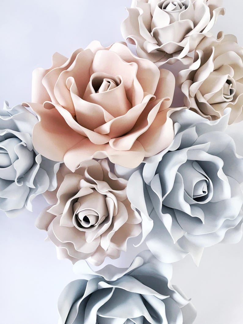 Set Of 7 Large Foam Flowers Set Of Rose Flowers Wall Decor Etsy