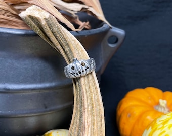 Spooky Silver Ring - Halloween Ring - Fall Ring - Halloween Jewelry - Halloween Lover Gift -Jack-O Silver Ring - Goth Silver Ring