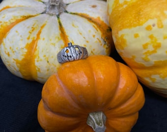 Pumpkin Silver Ring - Halloween Ring - Fall Ring - Halloween Jewelry - Halloween Lover Gift - Pumpkin Jewelry - Goth Silver Ring