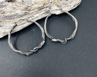 Sterling Silver Snake Hoop Earrings – Ouroboros Memento Mori Jewelry