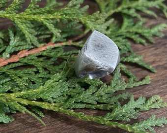 Silver Signet Ring - Marquise Signet Ring - Rough Signet Ring - Industrial Silver Ring - Shield Silver Ring - Unisex Silver Ring - Goth Ring