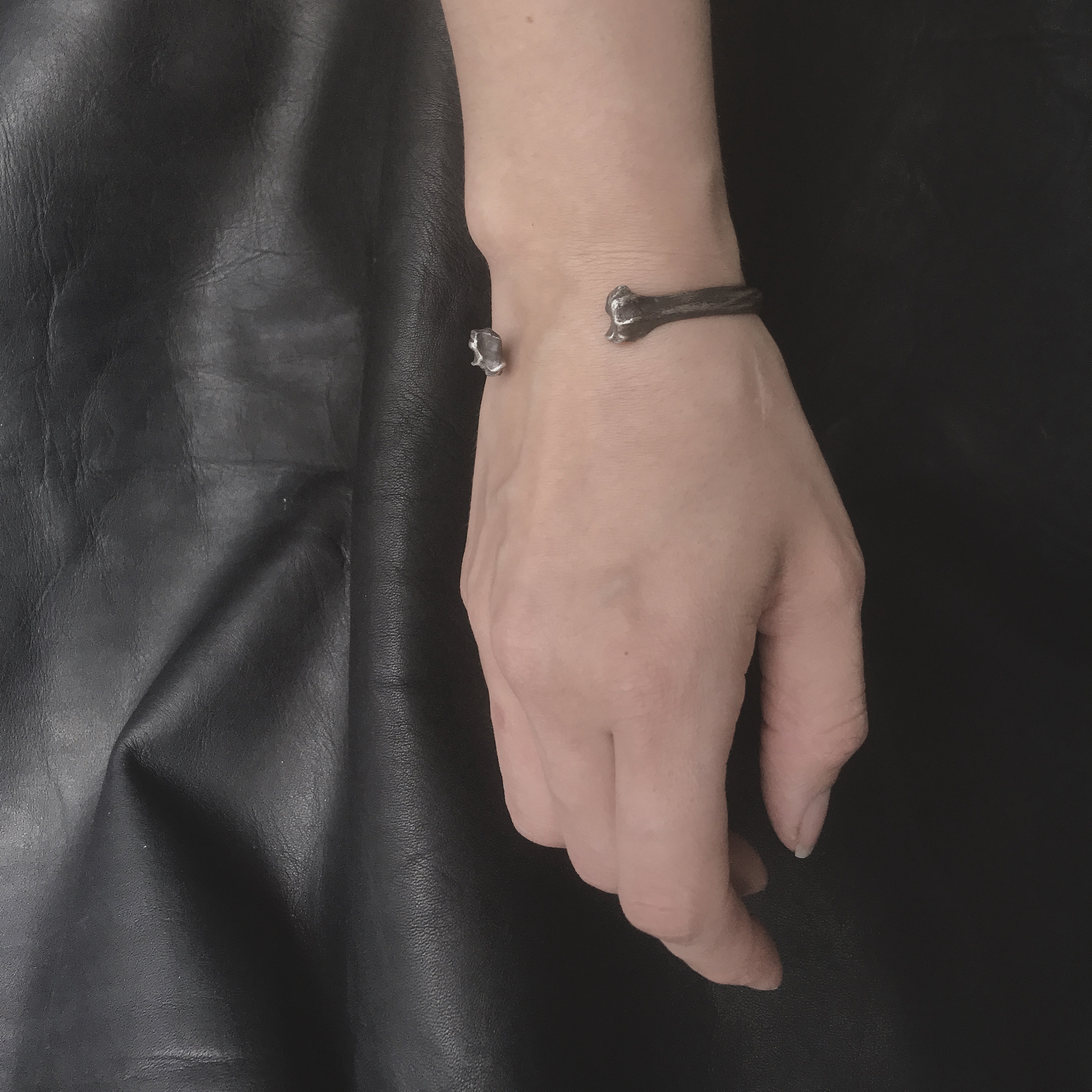 Cat Bone Cuff Memento Mori Jewelry 