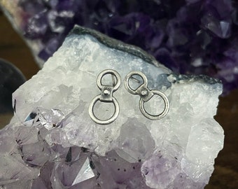 Double O ring Earrings - Industrial Silver Earrings - Goth Earrings - Circle Est Stidd - Fetish Earrings - Small Ear Studs - Witchy