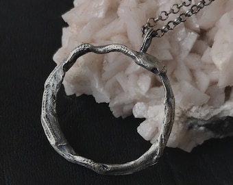 Silver Ouroboros Pendant - Silver Snake Necklace - Goth Snake Necklace - Snake Jewelry - Minimalist Goth Pendant - Memento Mori Jewelry