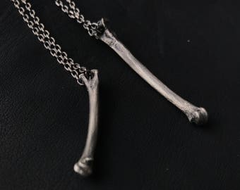 Silver Bone Pendant - Cat Bone Pendant - Minimalist Goth Pendant - Layering Chain - Memento Mori Jewelry - Bone Necklace - Halloween Jewelry