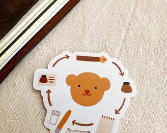 Sticker découpé avec encre et stylo Bear's