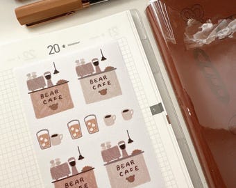 Chaud ou glacé ? Stickers pour agenda Bear Cafe Doodle Planner
