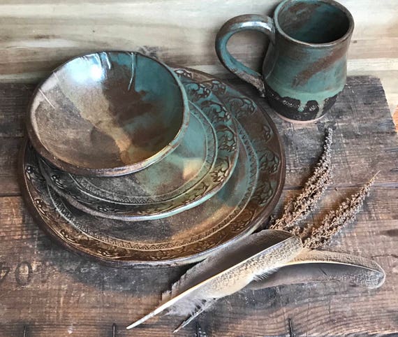 Wild Buffalo Dinnerware Set Including Mug Native American Wild Buffalo Dinnerware Set Including Mug Native American