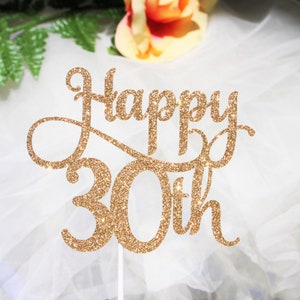 Happy 30th Cake Topper, 30th Birthday Topper, Any Age Cake Topper, Thirty Cake Topper, 30th Anniversary, Glitter Number Cake Topper!