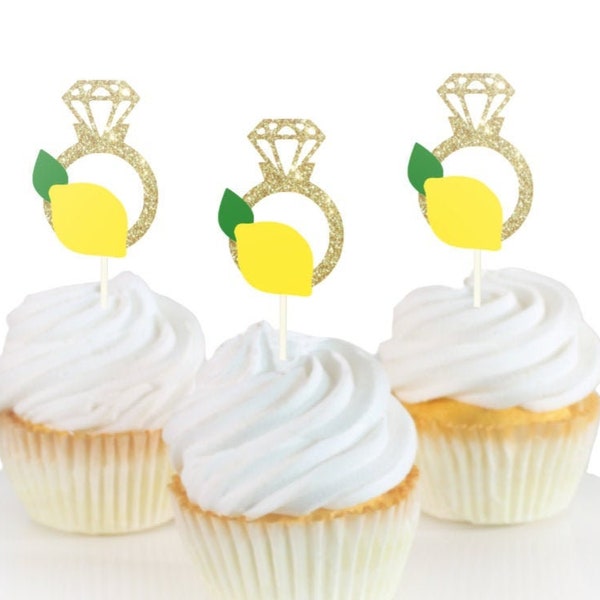 Ring lemon Cupcake Topper, She found her Main Squeeze Topper, Main Squeeze , Lemon themed Bridal Shower, Lemon Theme, Main Squeeze Cupcake!