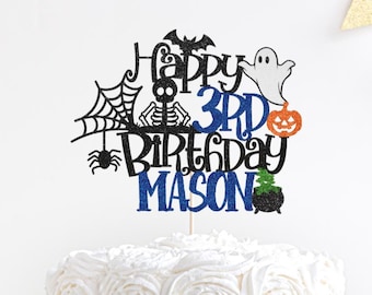 Halloween Happy Birthday Cake Topper, Halloween Birthday, Scary Birthday Topper, Custom Halloween Cake Topper, Spooky Birthday, October Cake