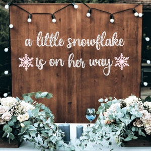 a little snowflake is on her way banner, Winter Snowflake Baby, Little Snowflake banner, Snowflake Baby Shower, Winter Gender Reveal!