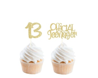 Adorno oficial para cupcakes de adolescente, pastel de cumpleaños número 13, adolescente oficial, finalmente trece, fiesta de adolescentes, ¡decoraciones para fiestas de adolescentes!