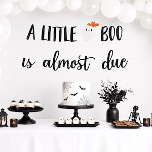 a little boo is almost due, little boo banner, little boo baby, ghost baby, Halloween baby, little boo baby shower banner