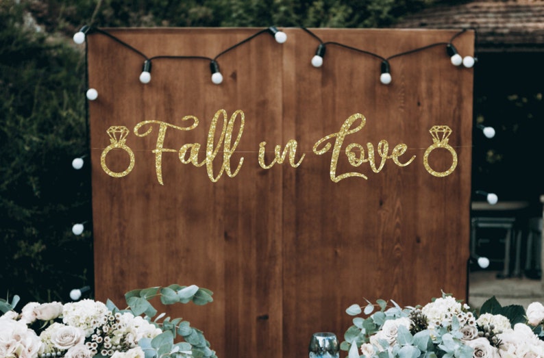 Fall in Love banner, Fall Bridal Shower, Autumn Wedding, Fall Engagement Party, Rustic Fall Banner, Falling in Love, Fall Pumpkin party image 3
