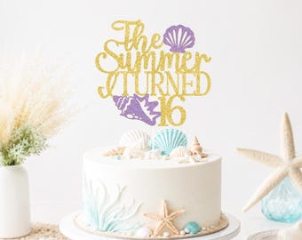 The Summer I Turned 16 cake topper, Personalized The Summer I Turned, Coastal Birthday, Ocean Beach Birthday, Seashell Coquette Theme