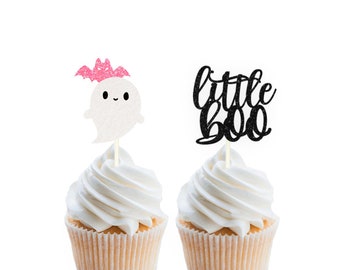 Adornos para cupcakes de Little Boo, baby shower de Little Boo, cumpleaños de Little Boo, bebé fantasma, bebé de otoño, Little Boo está a punto de nacer, bebé de Halloween