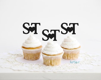 Initials Cupcake Topper, Engagement Initials Topper, Custom Initials Topper, Personalized Initials, Wedding cupcake toppers, Couple initials