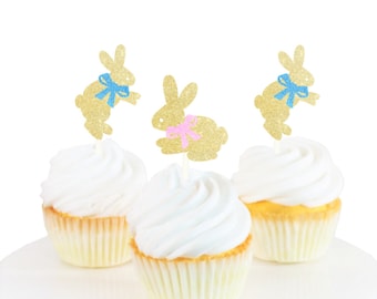 Bunny Cupcake Toppers, Spring Gender Reveal Cupcakes, Spring Baby Shower, Little Bunny Party, Some Bunny Gender Reveal, Easter Reveal!