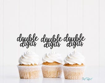 double digits cupcake topper, 10th birthday, Level 10 Unlocked, in my double digit era, Chapter 10, groovy 10 topper.