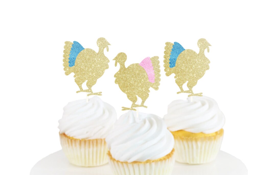 Turkey Gender Reveal Cupcake, Thanksgiving Gender Reveal Cupcake