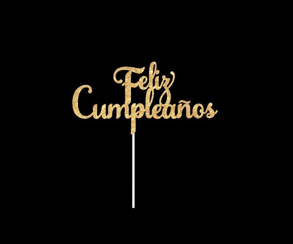 Gold Glitter Feliz Cumpleaños Cake Topper - Spanish Happy Birthday Decoration For Fiesta Theme Parties, Single-Sided - View #10