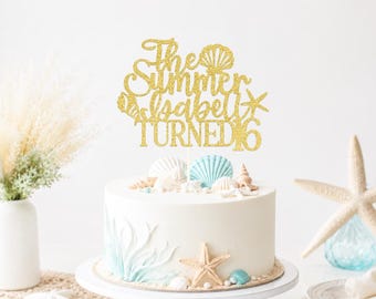 Personalizable The Summer I Turned 16 cake topper, Custom Name topper, Coastal Birthday, Ocean Beach Birthday, Seashell Coquette Theme