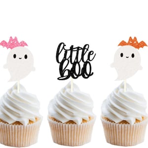 little boo cupcake toppers, little boo baby shower, little boo birthday, ghost baby, fall baby, little boo is almost due, Halloween baby