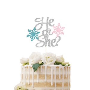 He or She snowflake Cake Topper, He or She snowflake Gender, Winter Baby Shower, Our little snowflake is Cake Topper, Winter Themed Party!