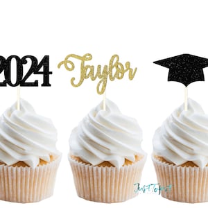 Graduation cupcake topper, 2024 Toppers, Graduation 2024, Custom name cupcake, Graduation party decorations, Senior 2024, Class of 2024!