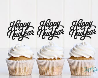 Happy New Year cupcake, New Years Eve cupcake, holiday toppers, hello 2025 pick 2025 Cake Topper, New Years Eve Decorations, NYE Decor